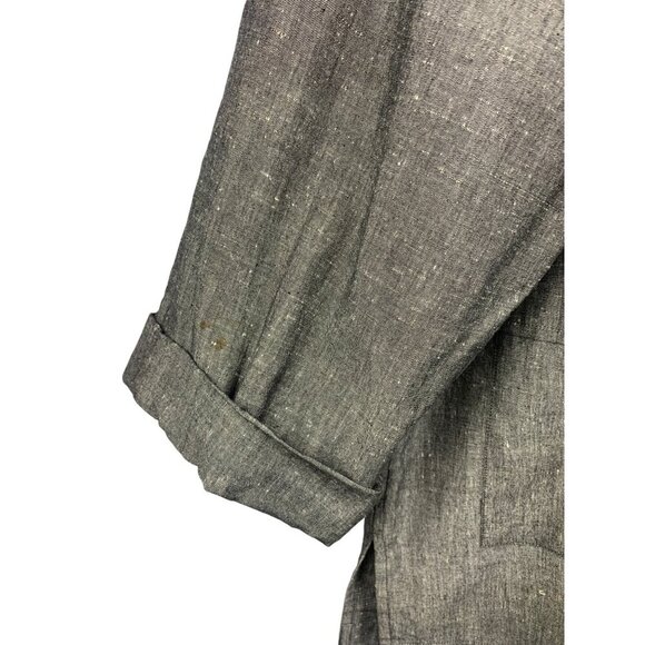 Fabtibet Traditional Linen Look Women Shirt Large 100% Cotton Gray - Picture 5 of 5